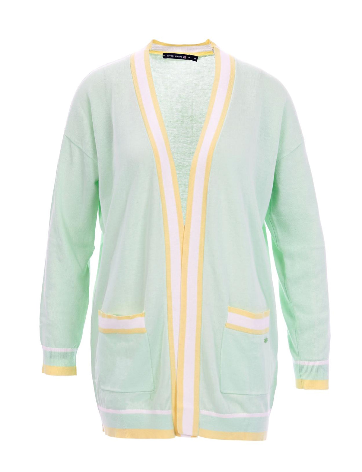 Tricolored Cardigan In Green - Groen