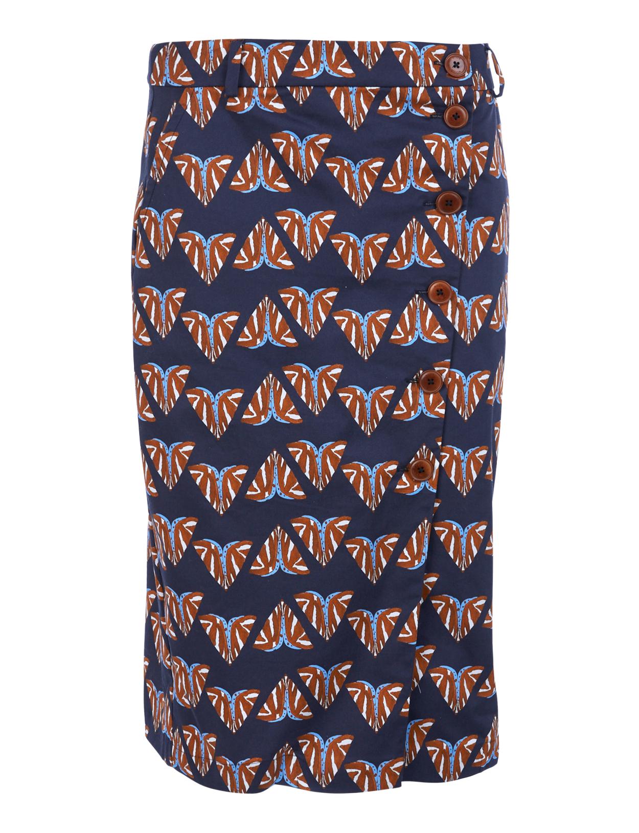 Cotton Pencil Skirt In Blue - Bleu