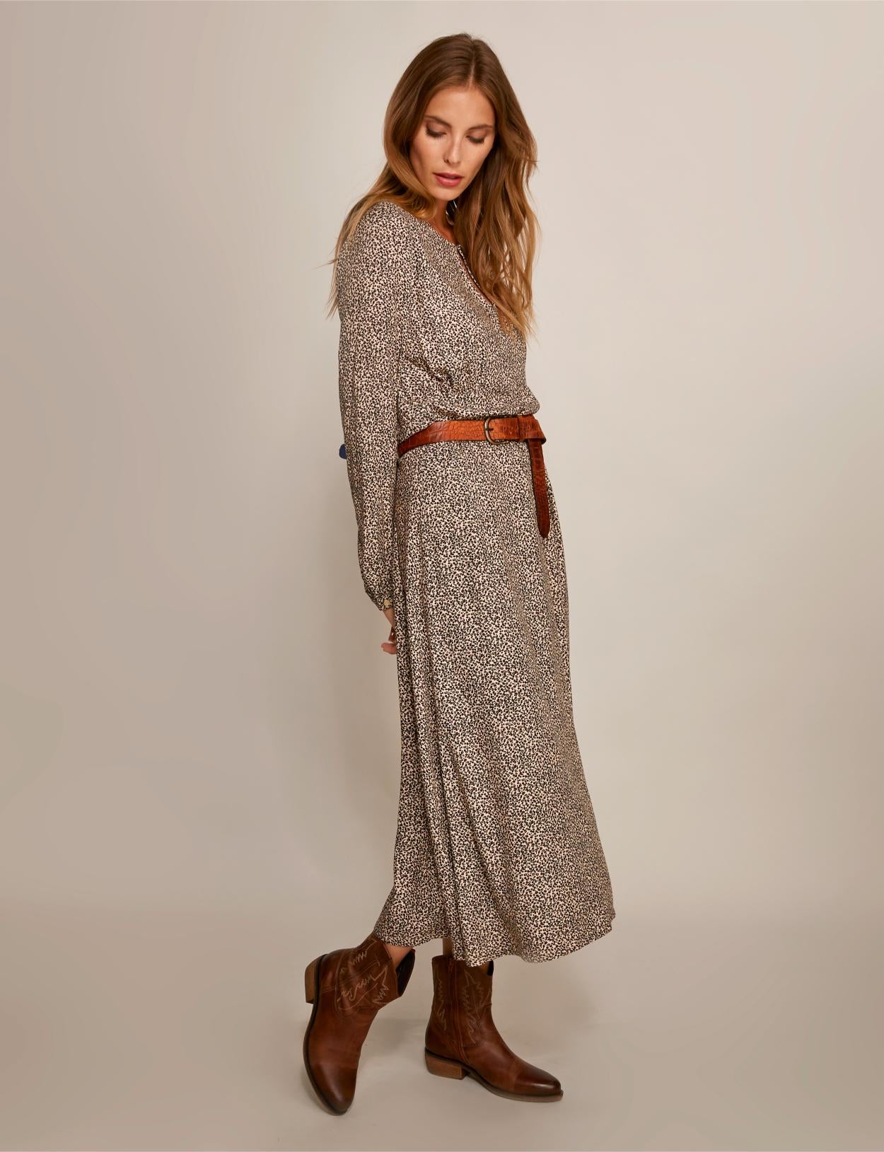 A-Line Viscose Dress In Multi - Meervoudig