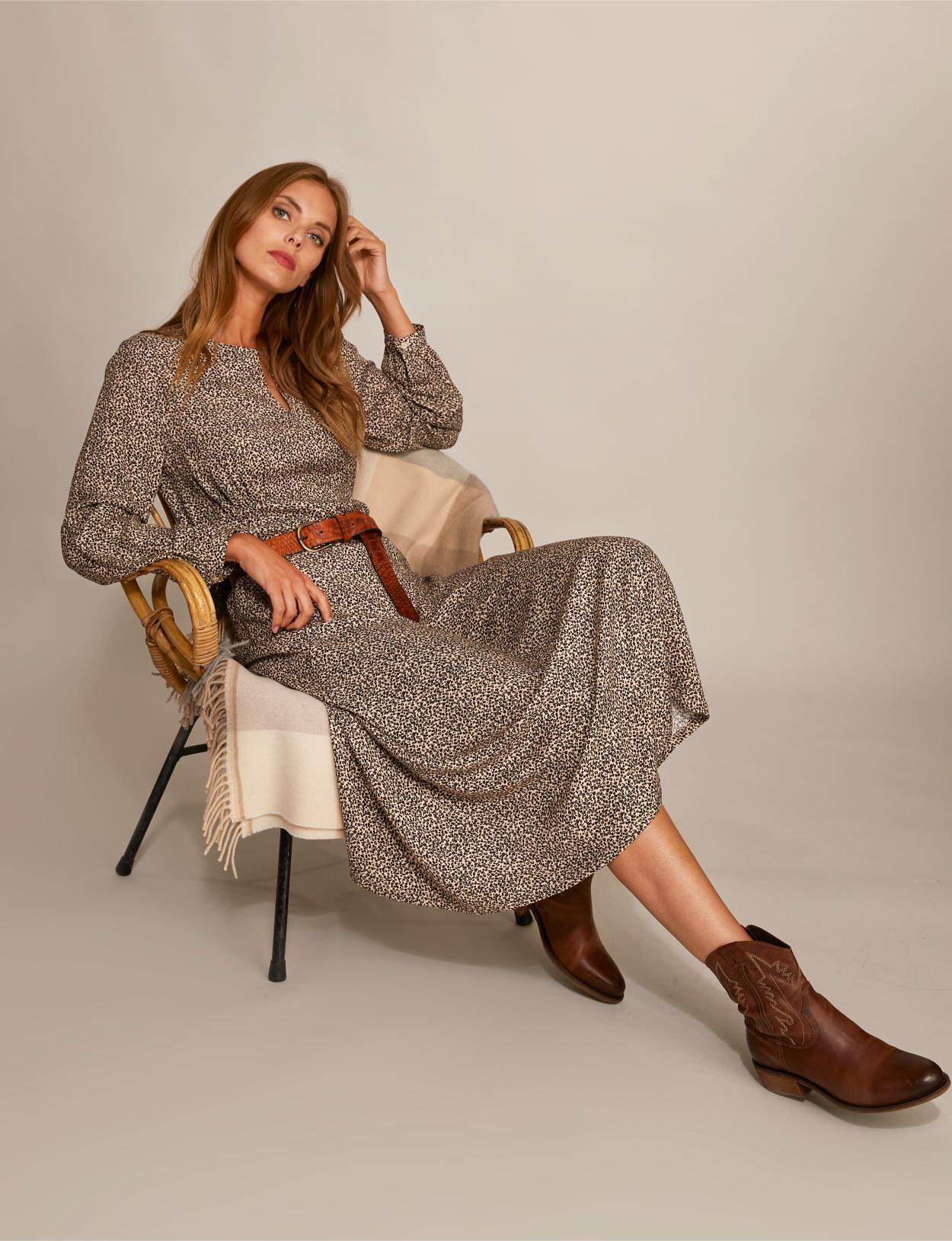 A-Line Viscose Dress In Multi - Meervoudig