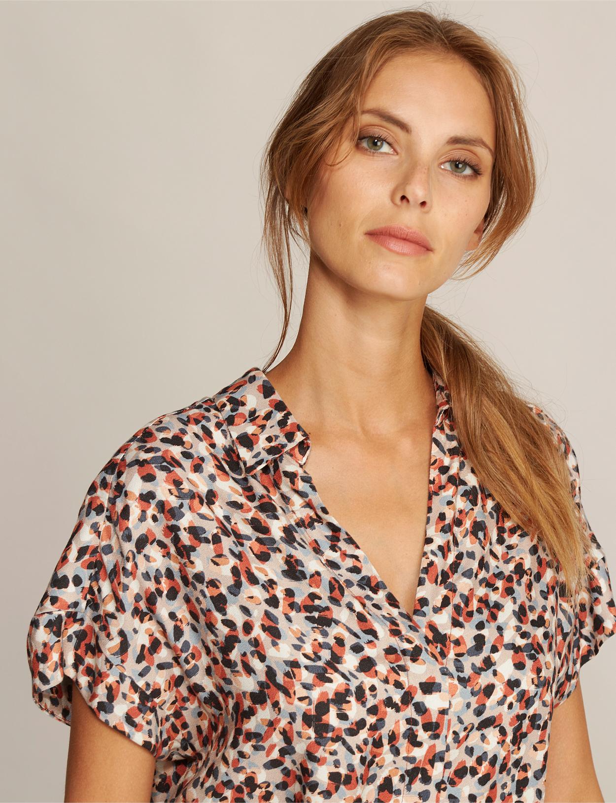 Short Sleeve Viscose Dress In Multi - Multi