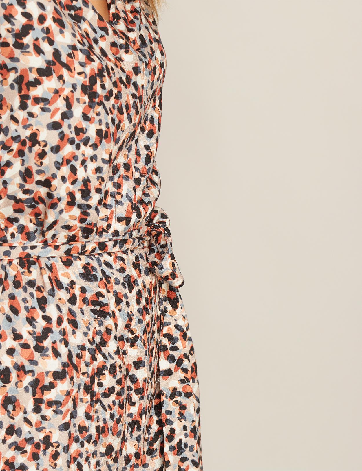 Short Sleeve Viscose Dress In Multi - Multi