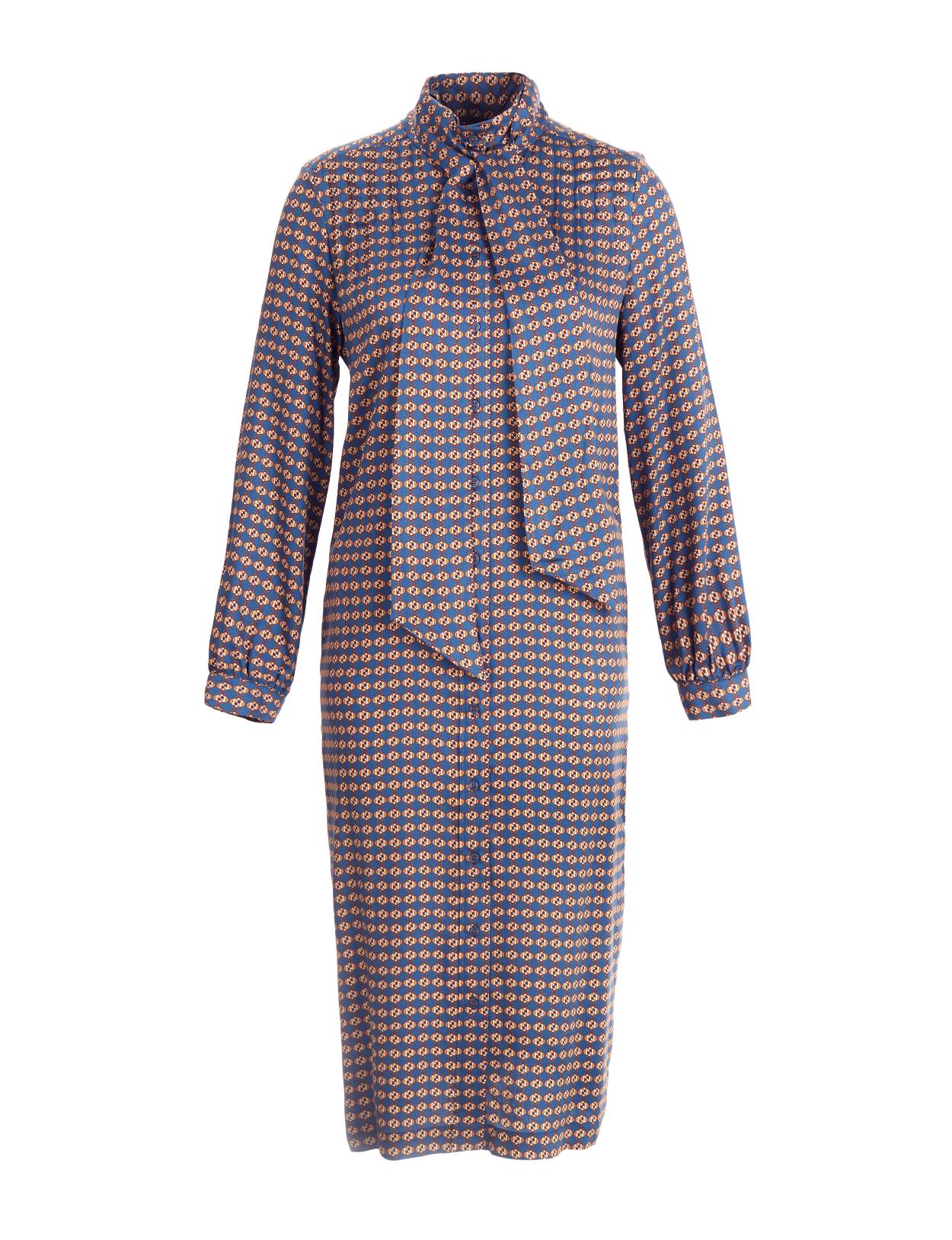 Viscose Mock Neck Shirt Dress In Blue - Blauw