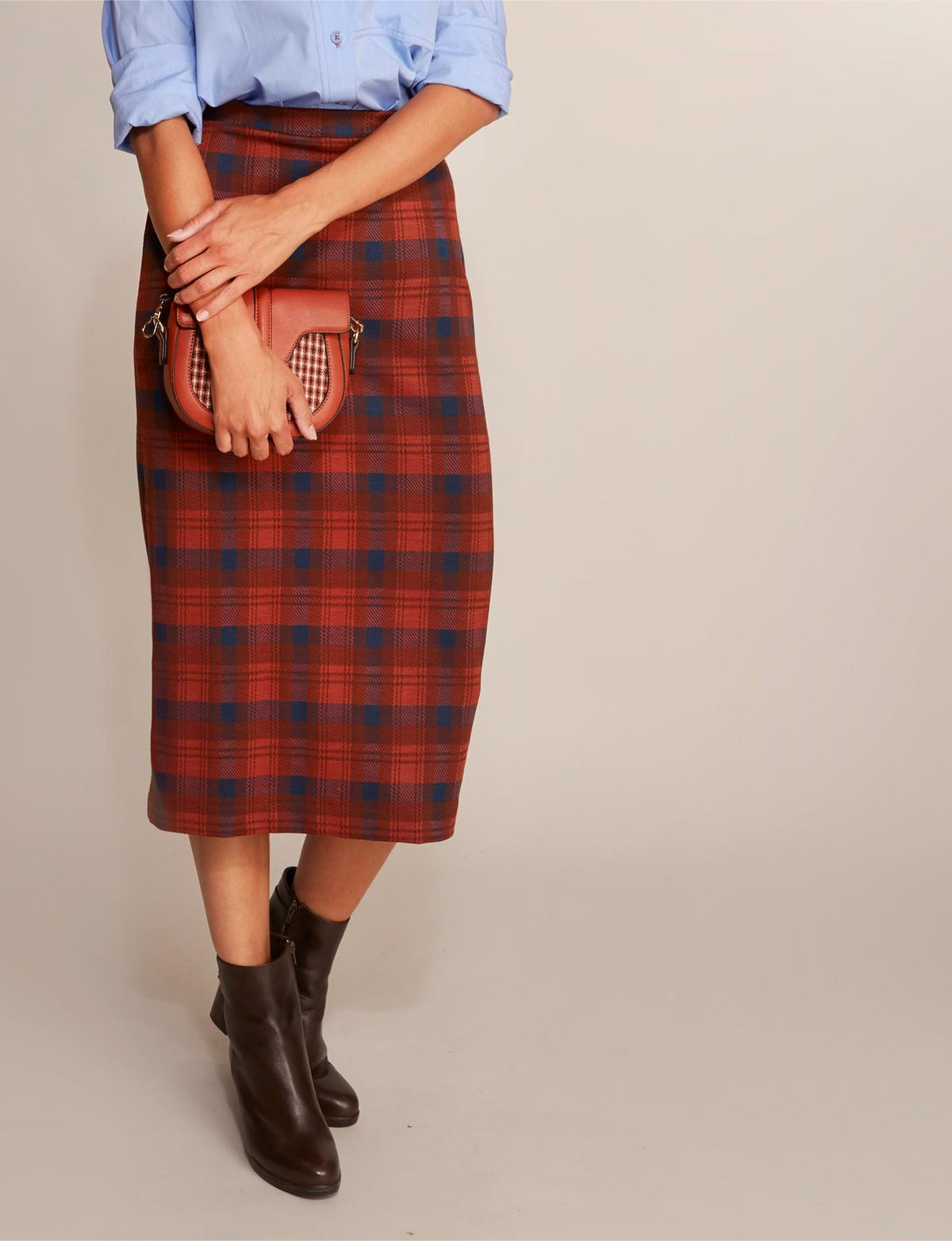 Jaquard Midi Skirt In Orange - Orange