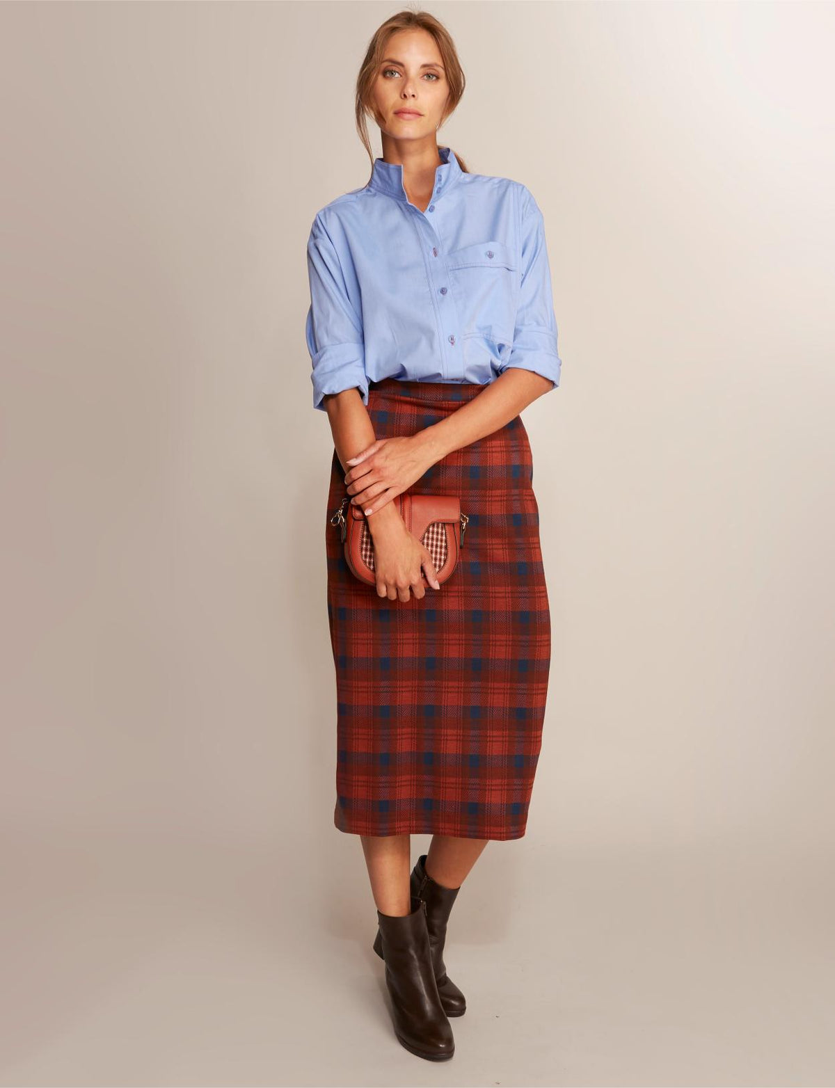 Jaquard Midi Skirt In Orange - Orange