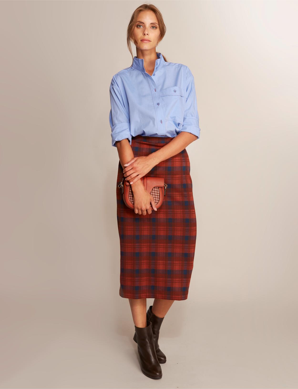 Jaquard Midi Skirt In Orange - Orange