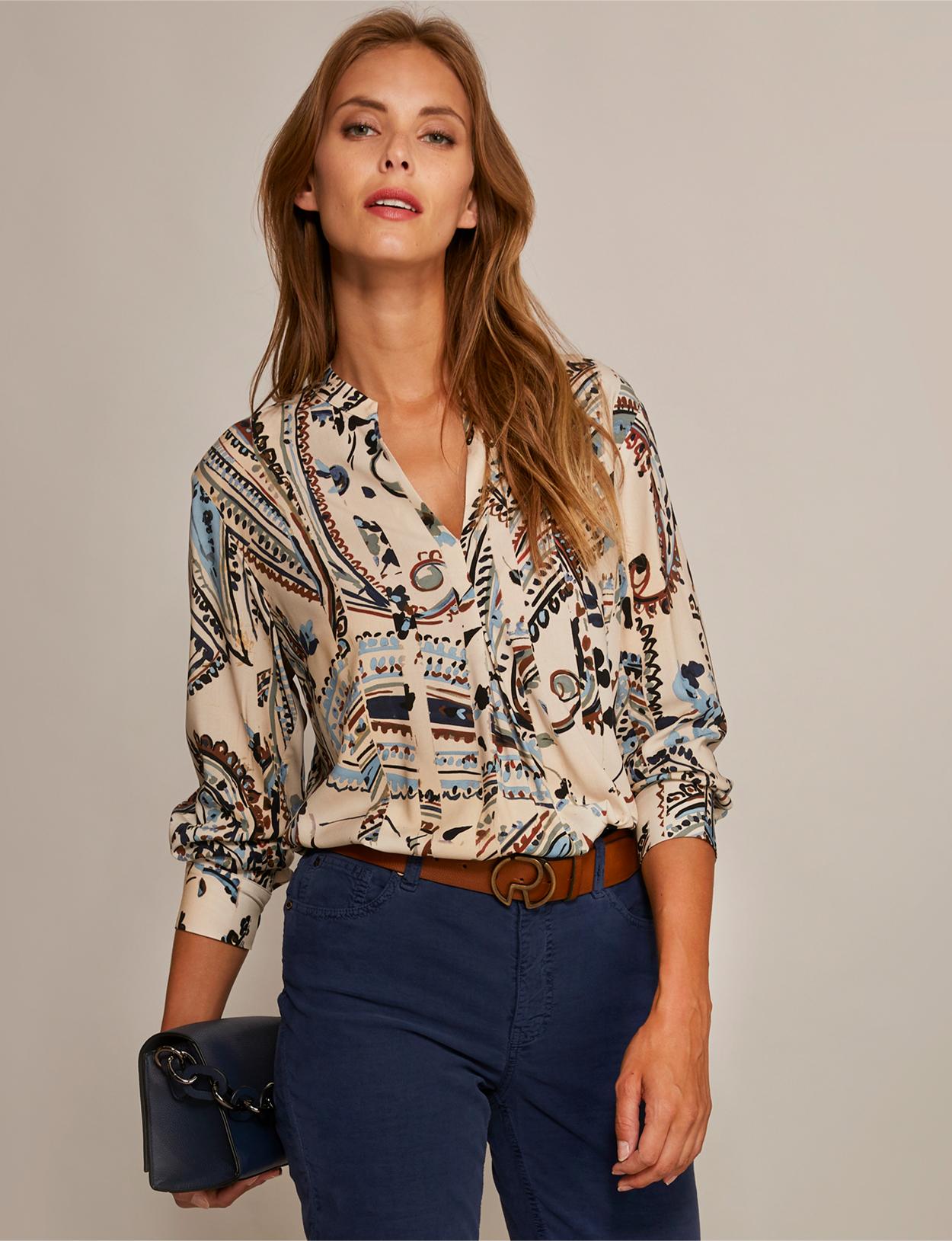 Viscose Popover Shirt In Multi - Multi