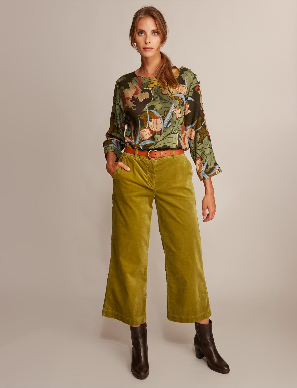 Boat Neck Viscose Shirt In Green - Vert