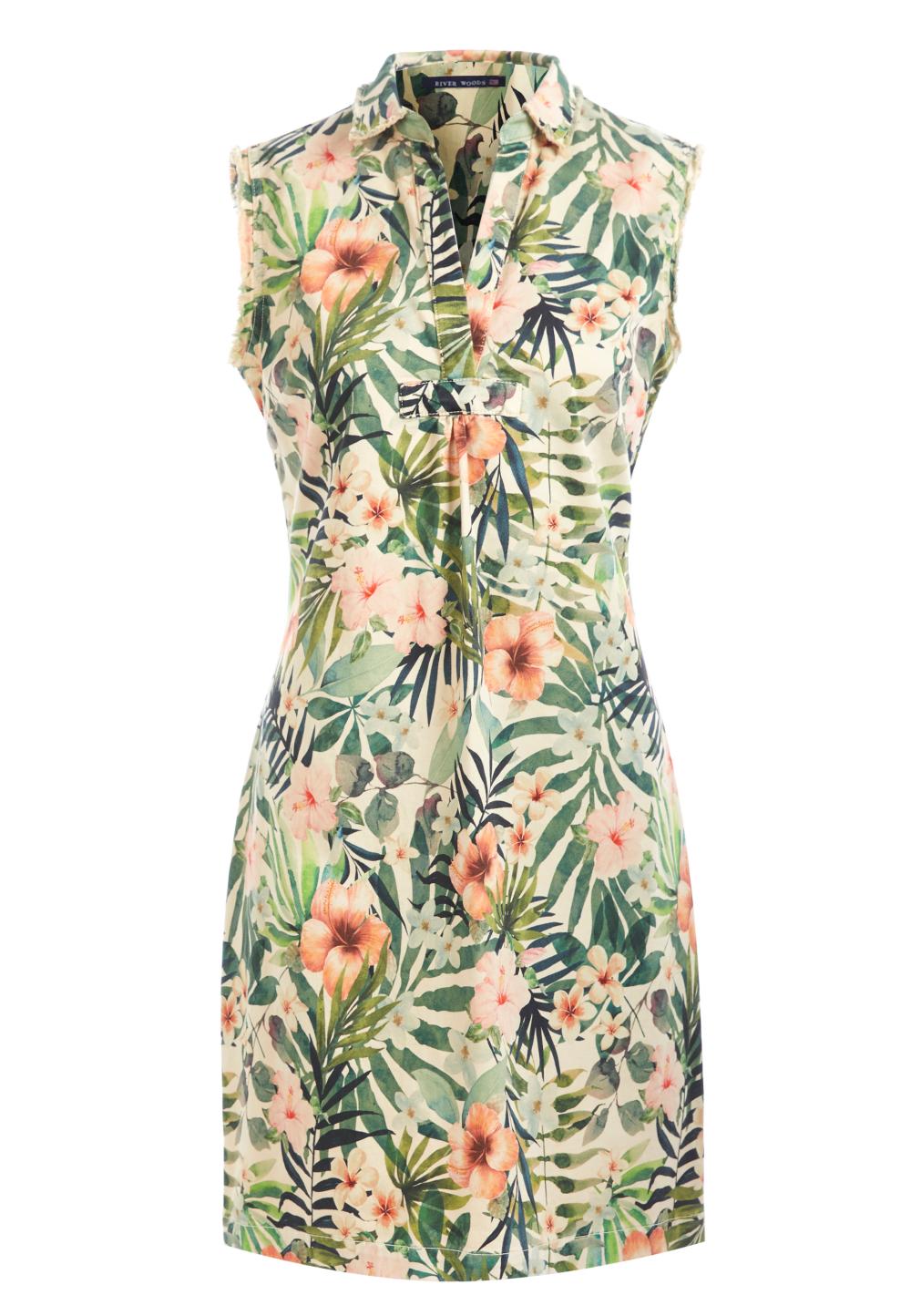 Slim Waist Cotton Dress In Beige - Bruin