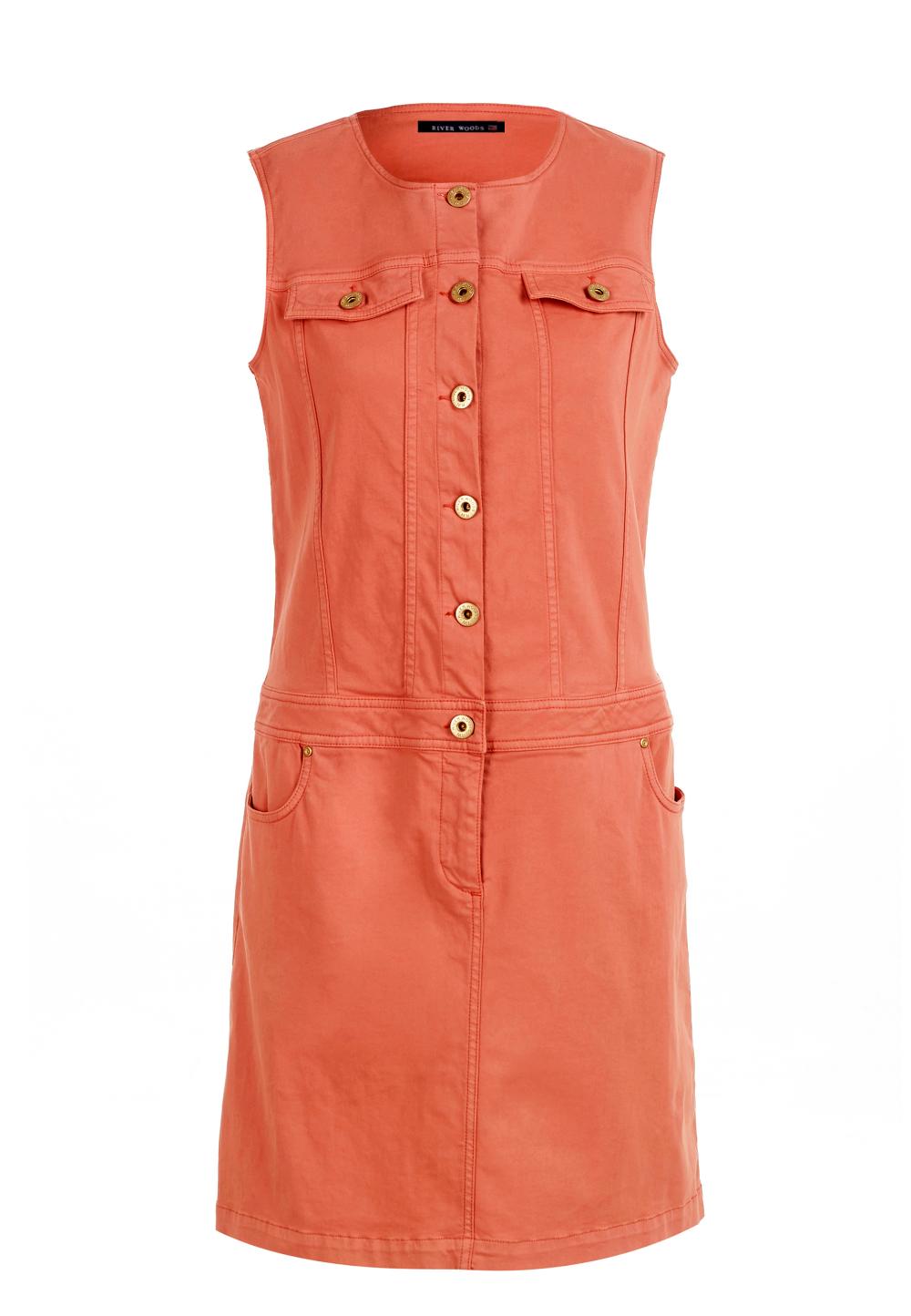 Short Cotton Dress In Orange - Oranje