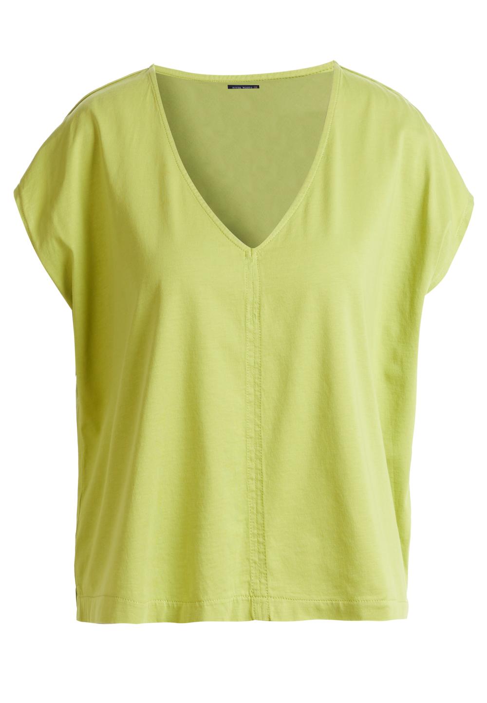 Loose V-Neck T-Shirt In Green - Groen