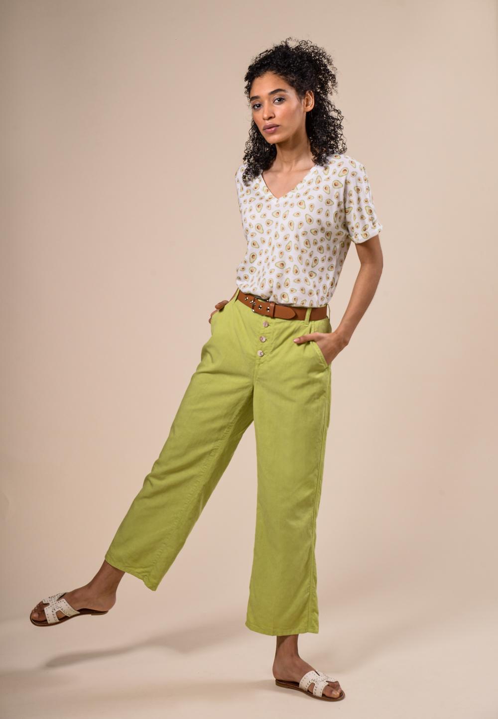 Wide Pleated Pants In Green - Groen
