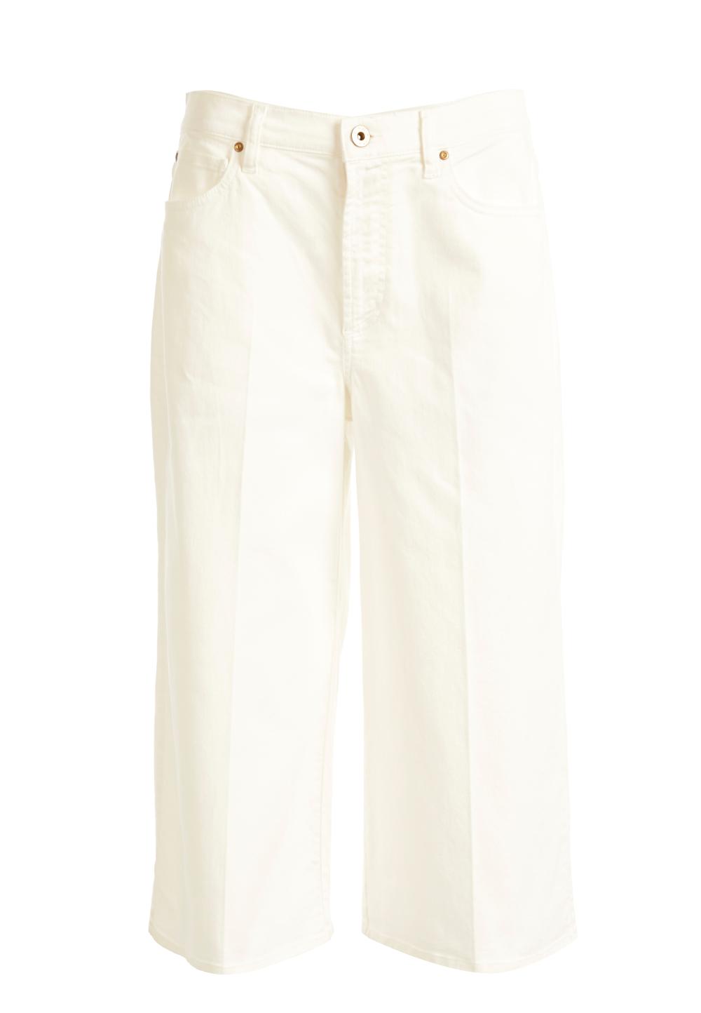 Wide Off White Cotton Pants In White - Blanc