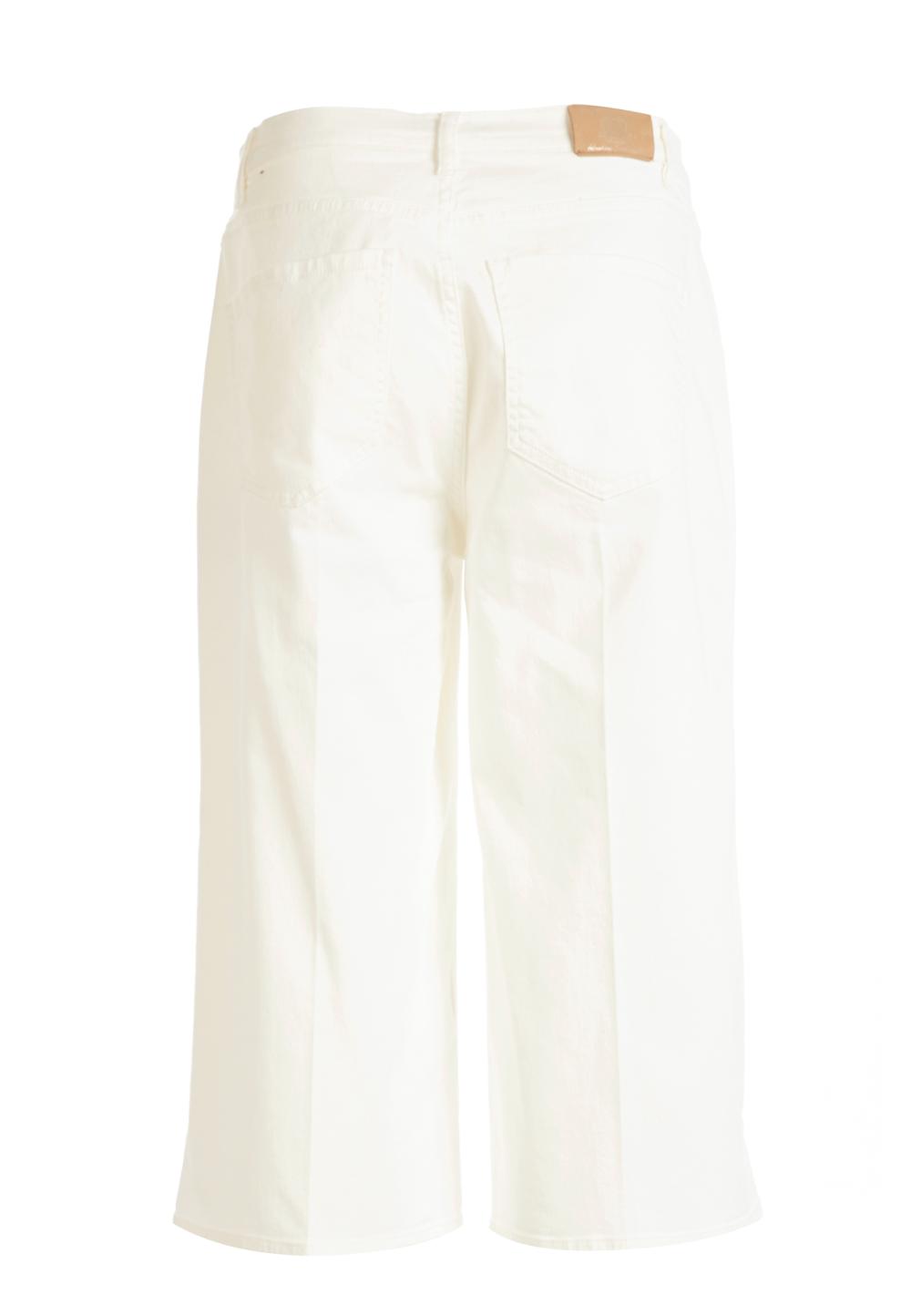 Wide Off White Cotton Pants In White - Blanc
