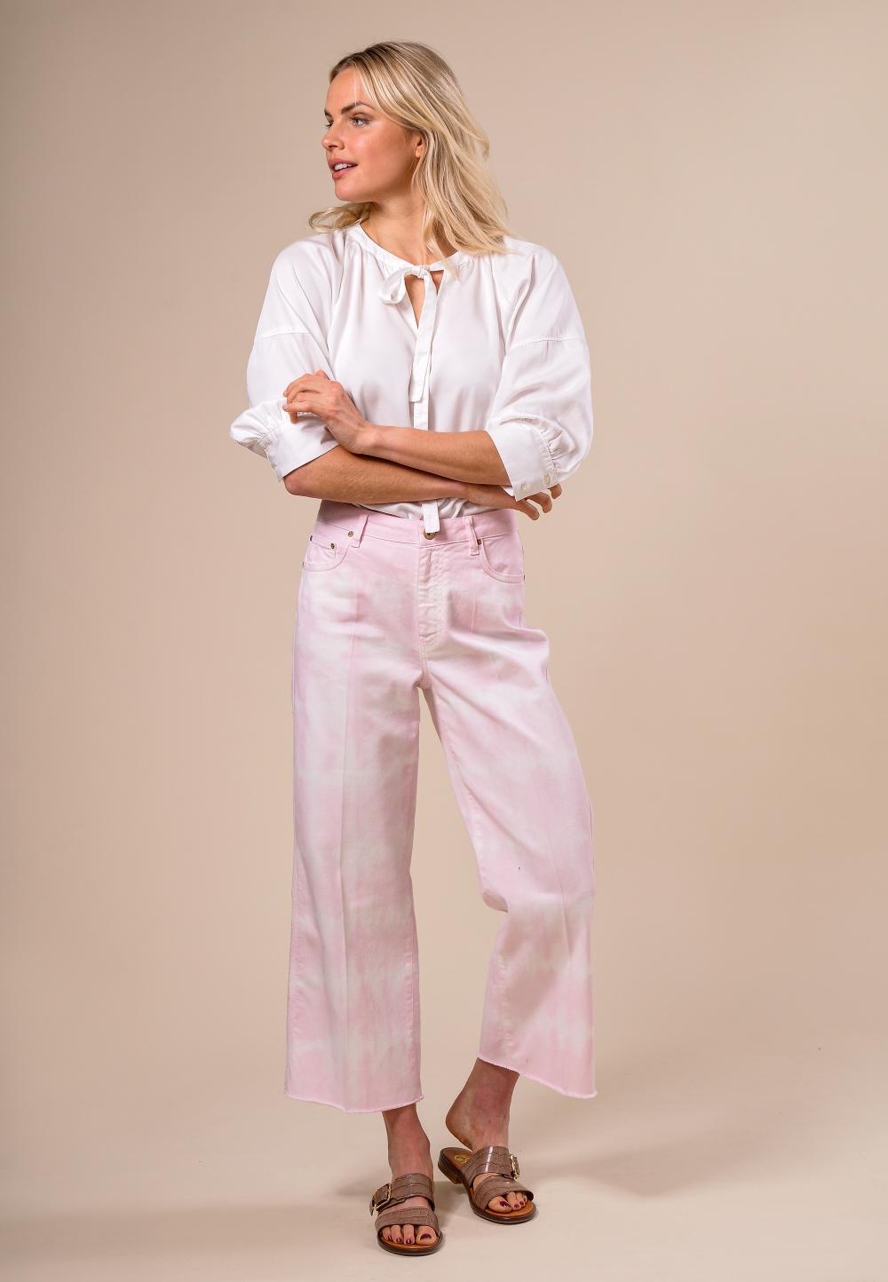 Mid waist 5 pocket pants in Pink - W