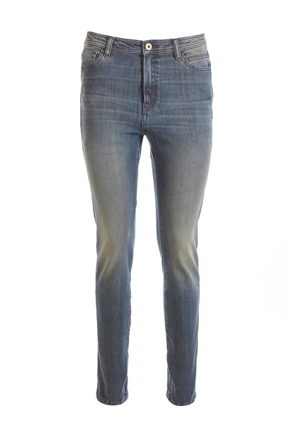 High Waist Fitted Jeans In Denim - Denim