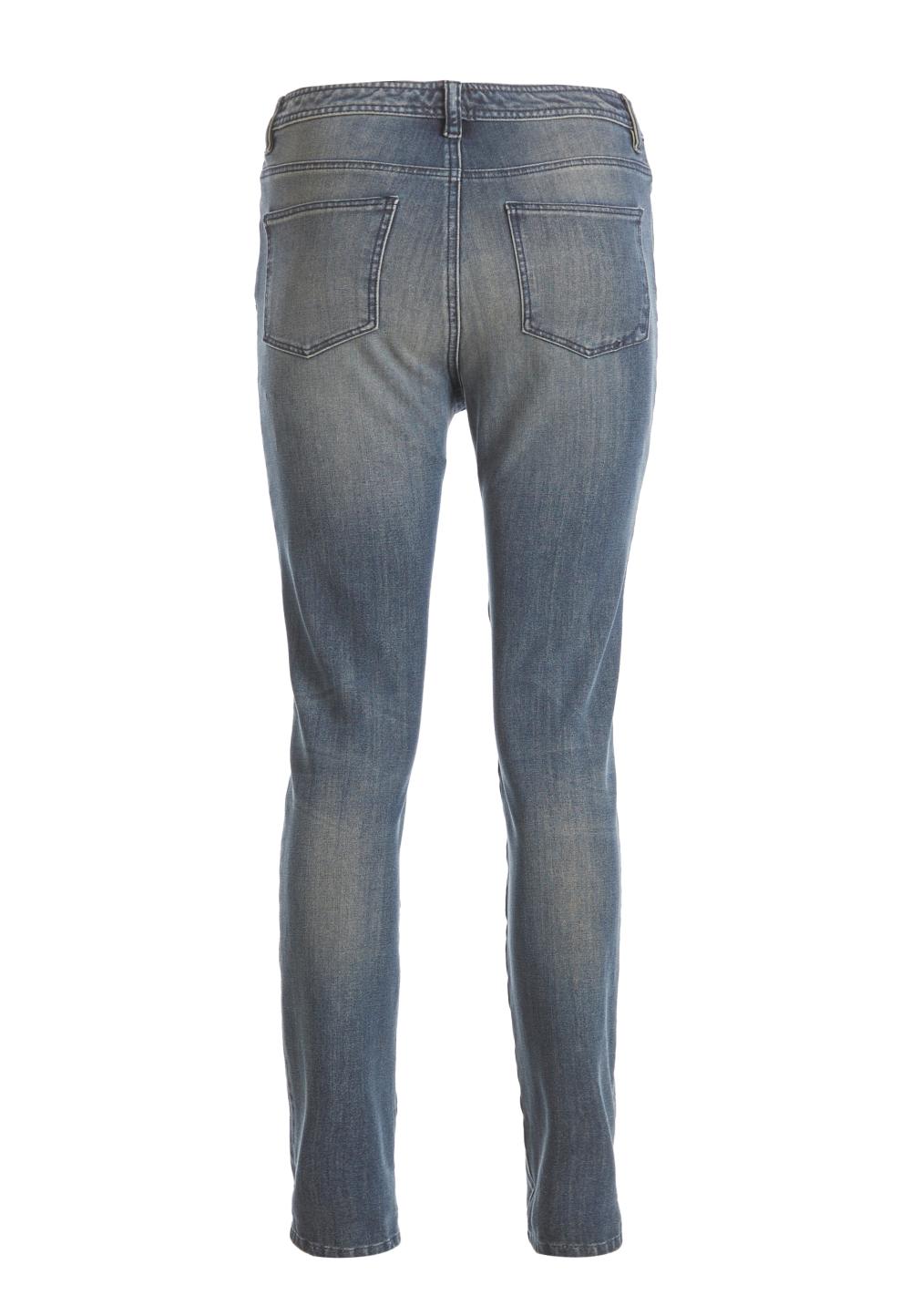 High Waist Fitted Jeans In Denim - Denim