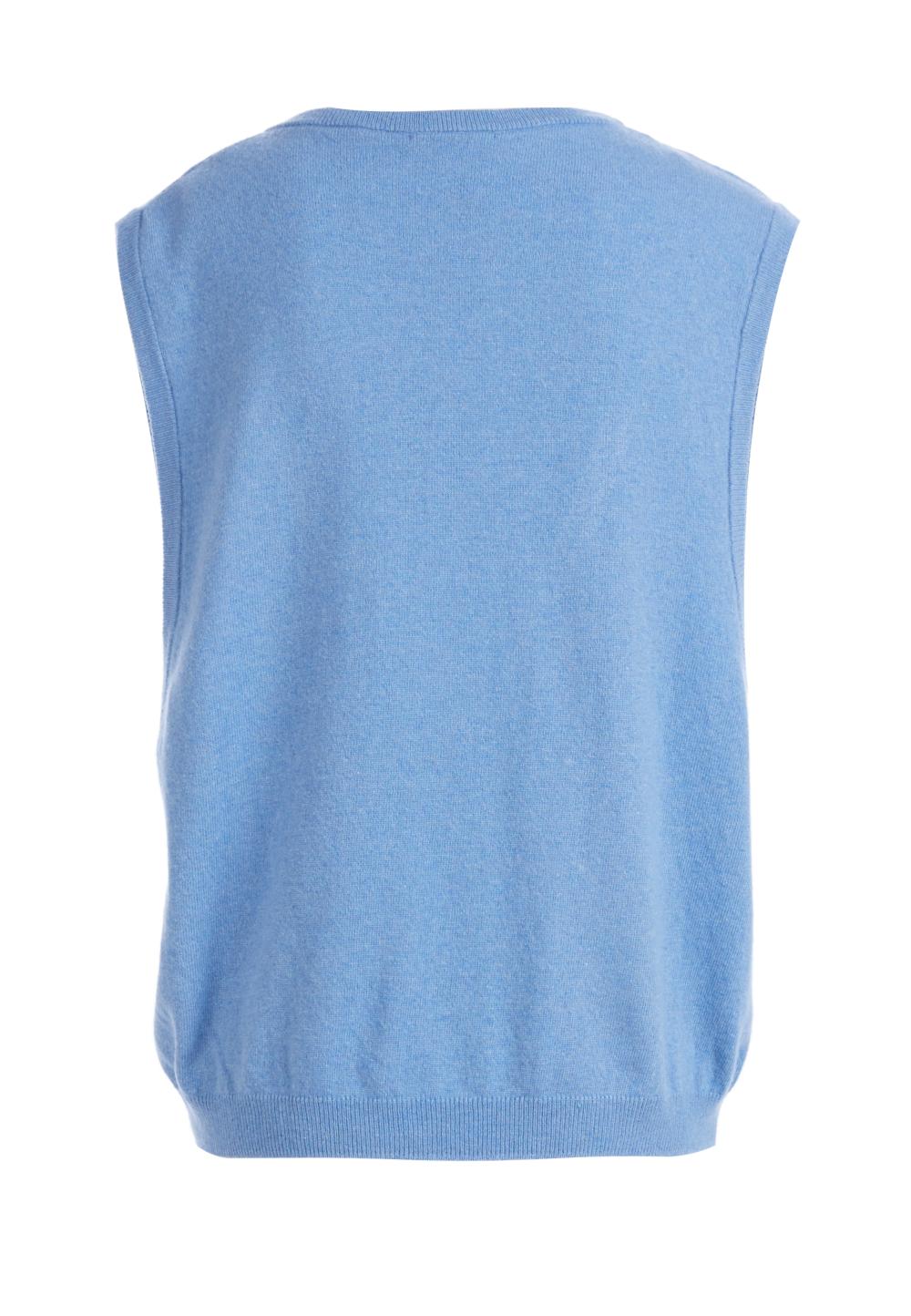 Sleeveless deep V-neck pullover in Blue