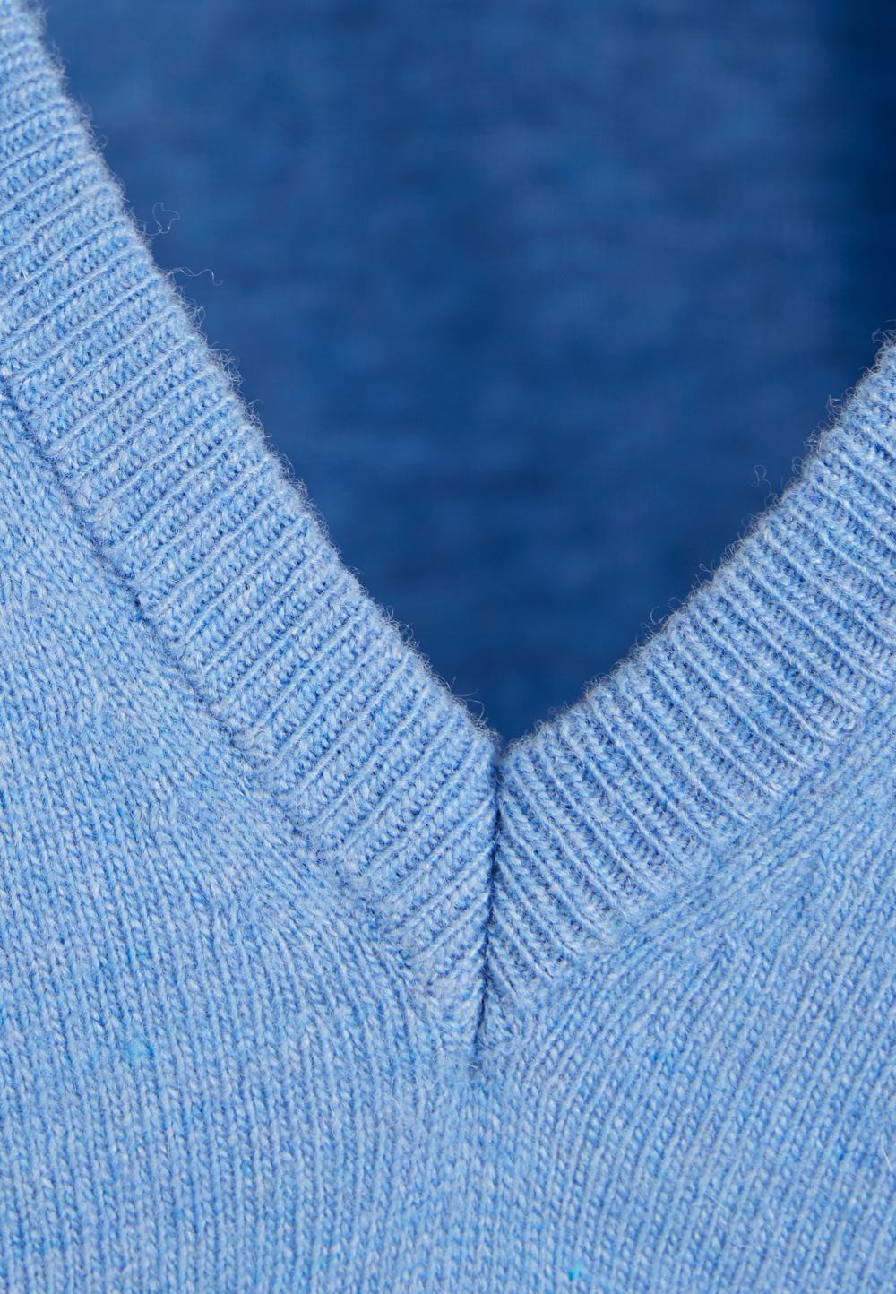 Sleeveless deep V-neck pullover in Blue