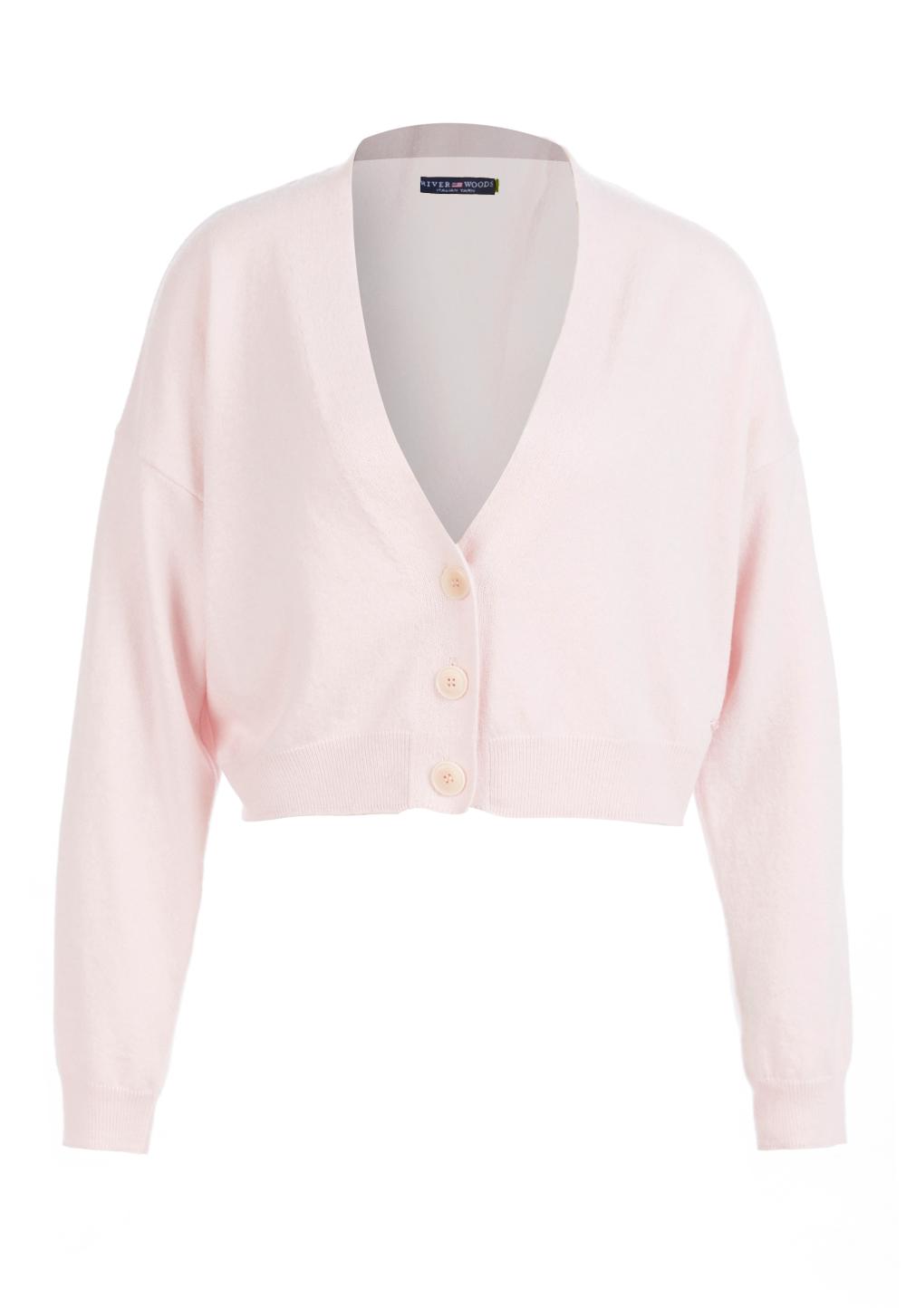Basic V-Neck Cardigan In Pink - Rose