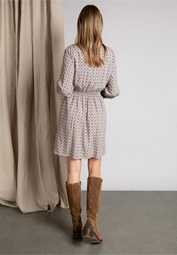 Dress With Smock Detail In Multi - Meervoudig