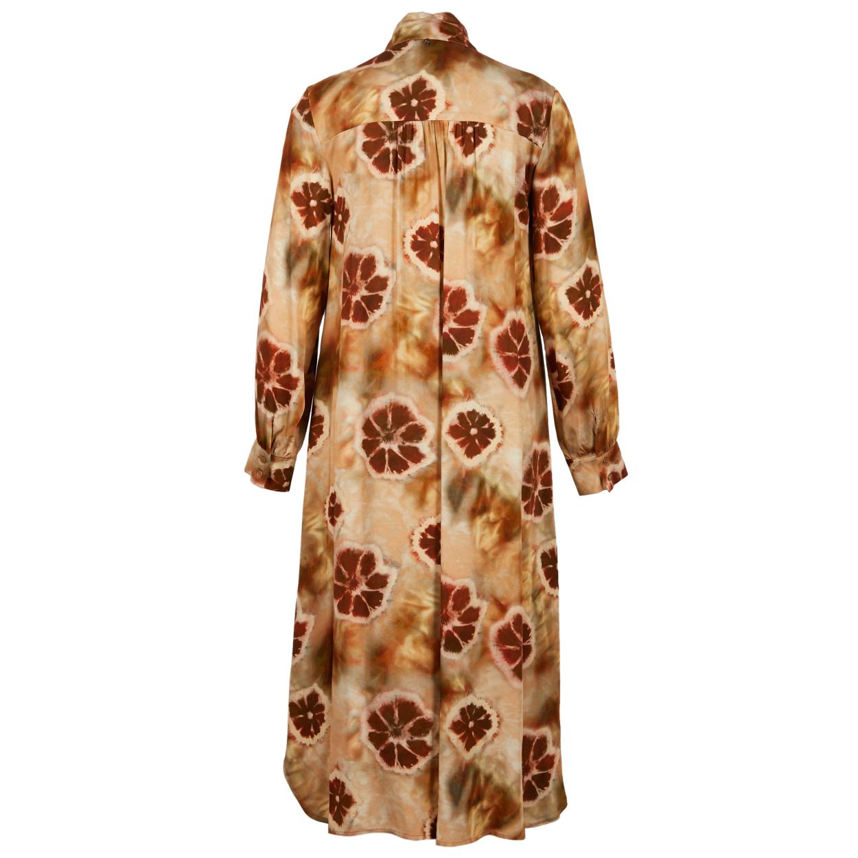 Shirt Dress With Collar Ribbon In Multi - Meervoudig