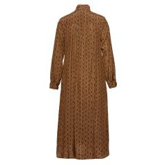 Shirt Dress With Collar Ribbon In Brown - Marron