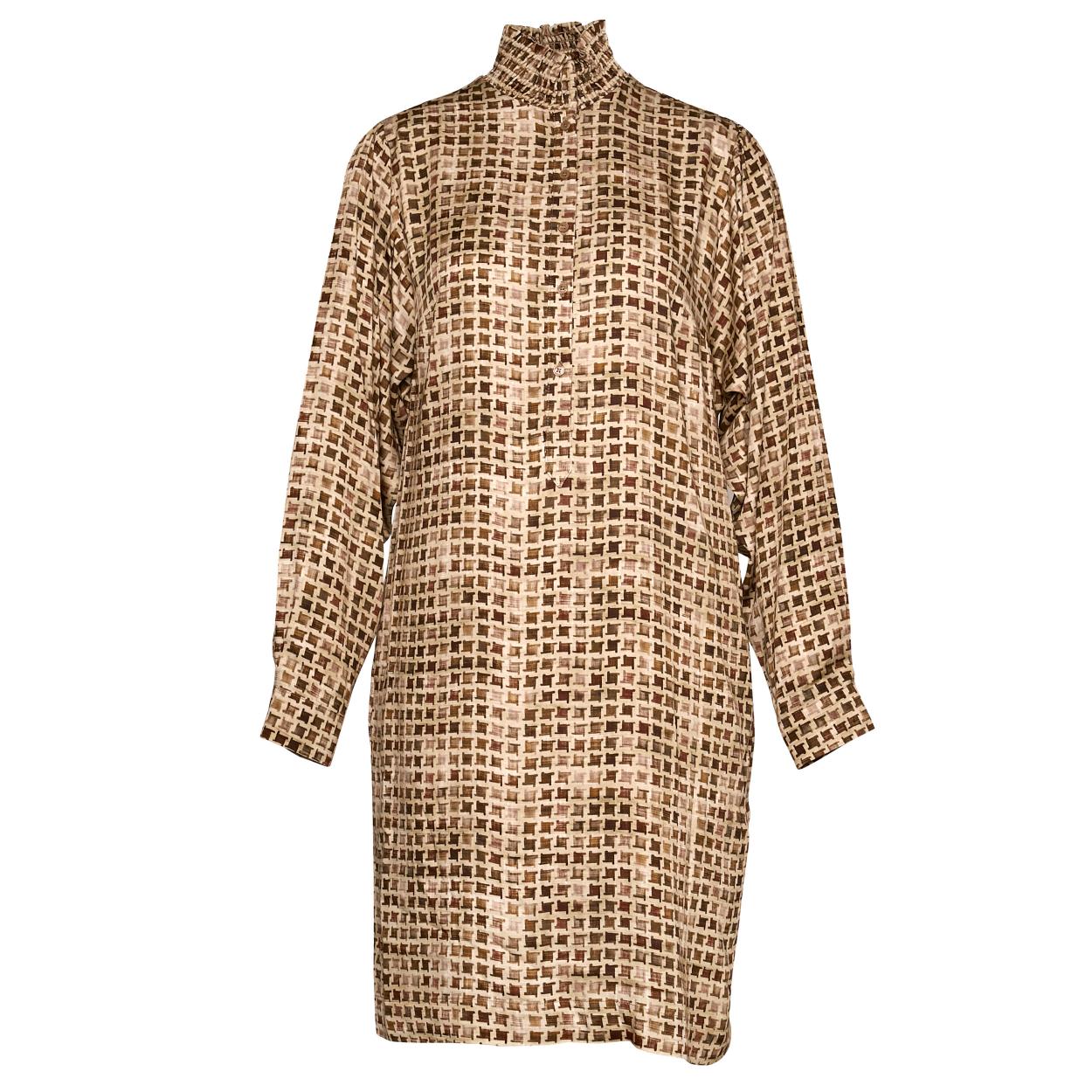 Straight Viscose Dress In Brown - Bruin