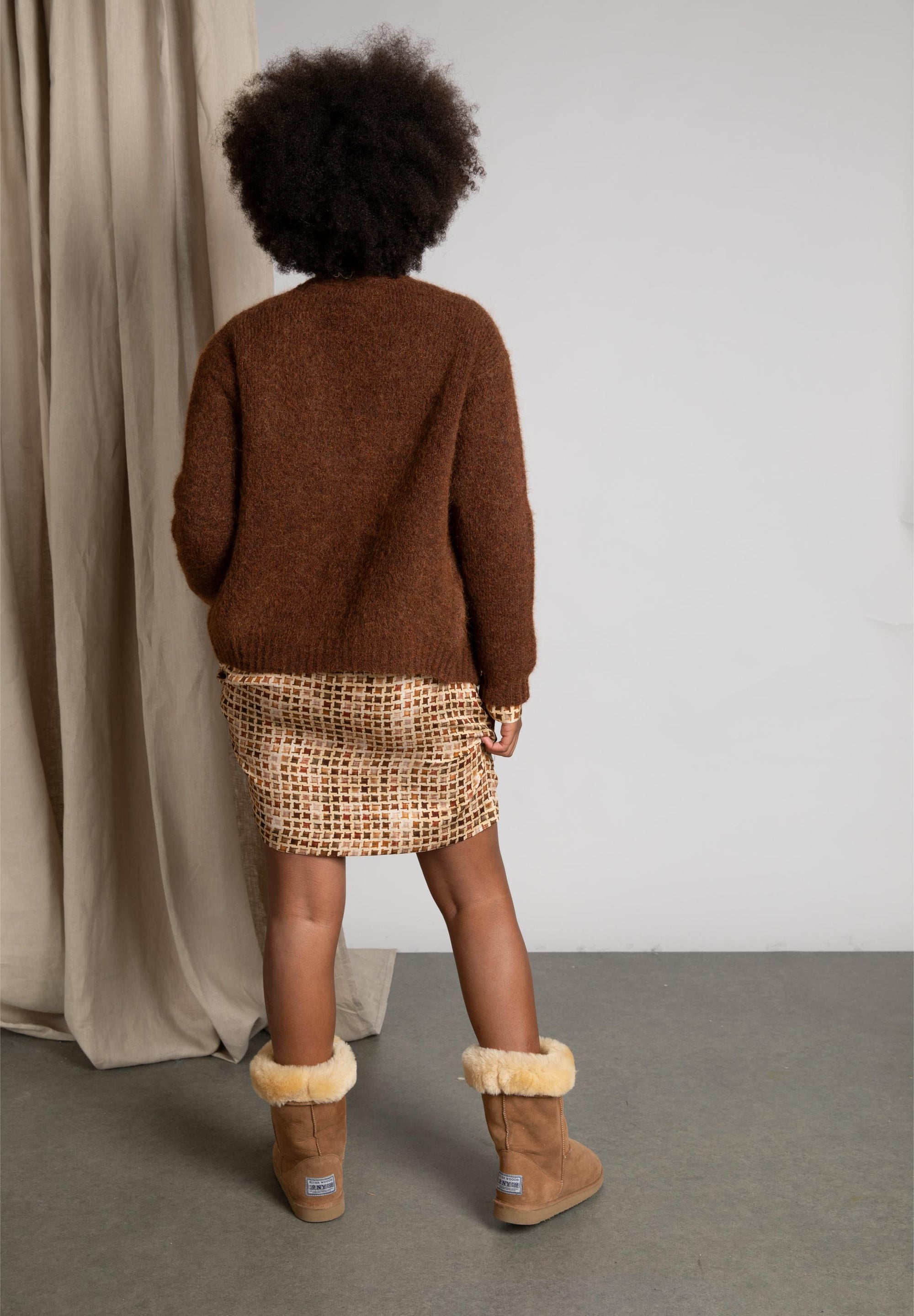 Straight Viscose Dress In Brown - Bruin