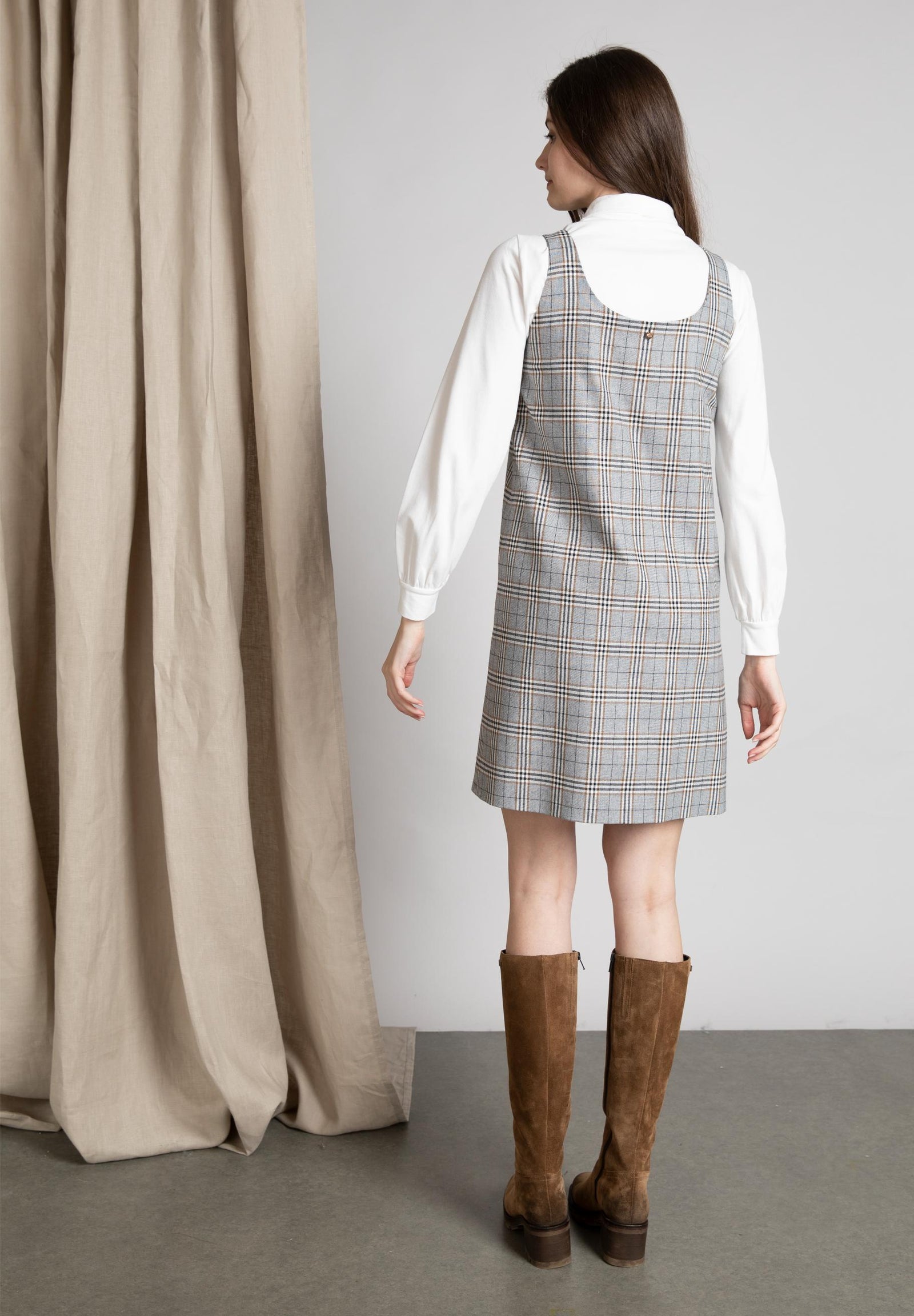 Sleeveless Slipover Dress In Grey - Multi