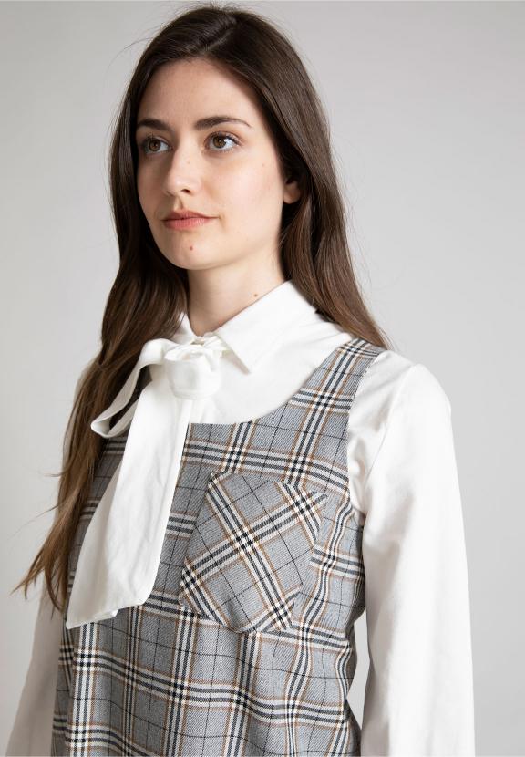 Sleeveless Slipover Dress In Grey - Multi