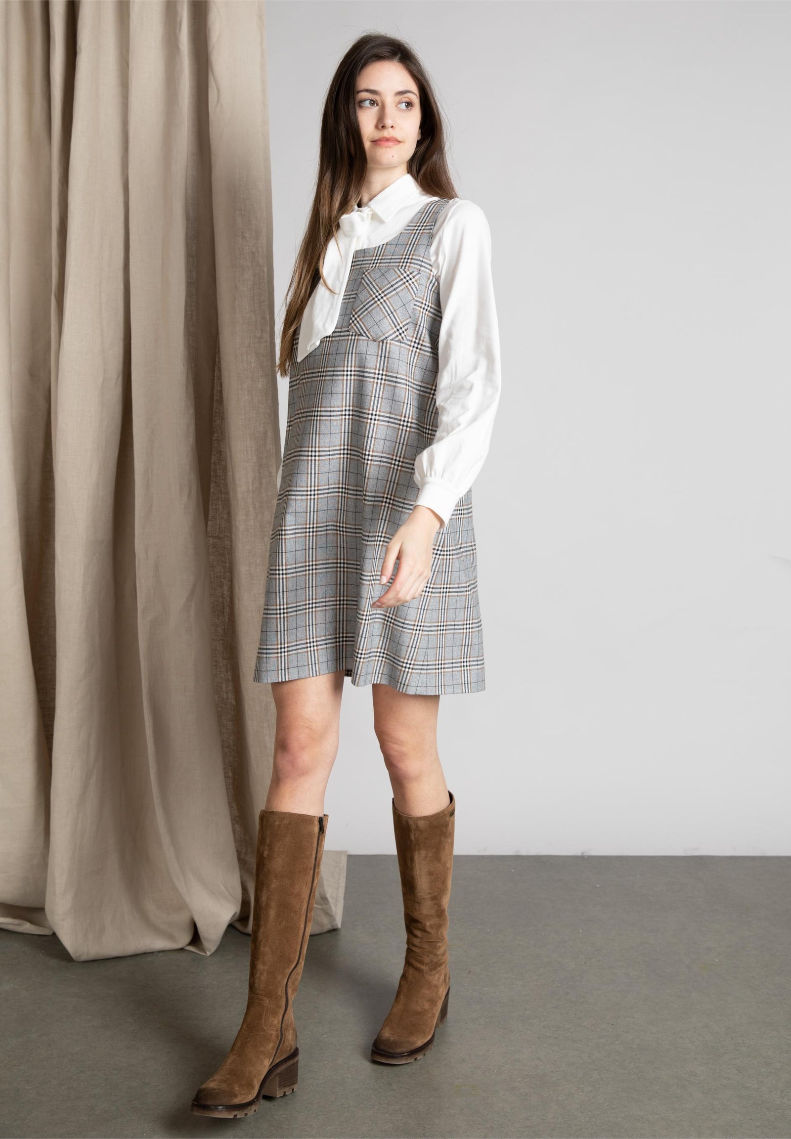 Sleeveless Slipover Dress In Grey - Multi