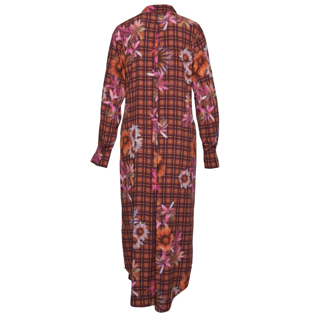 Vrouw Lange Overhemdjurk In Het Bruin - W