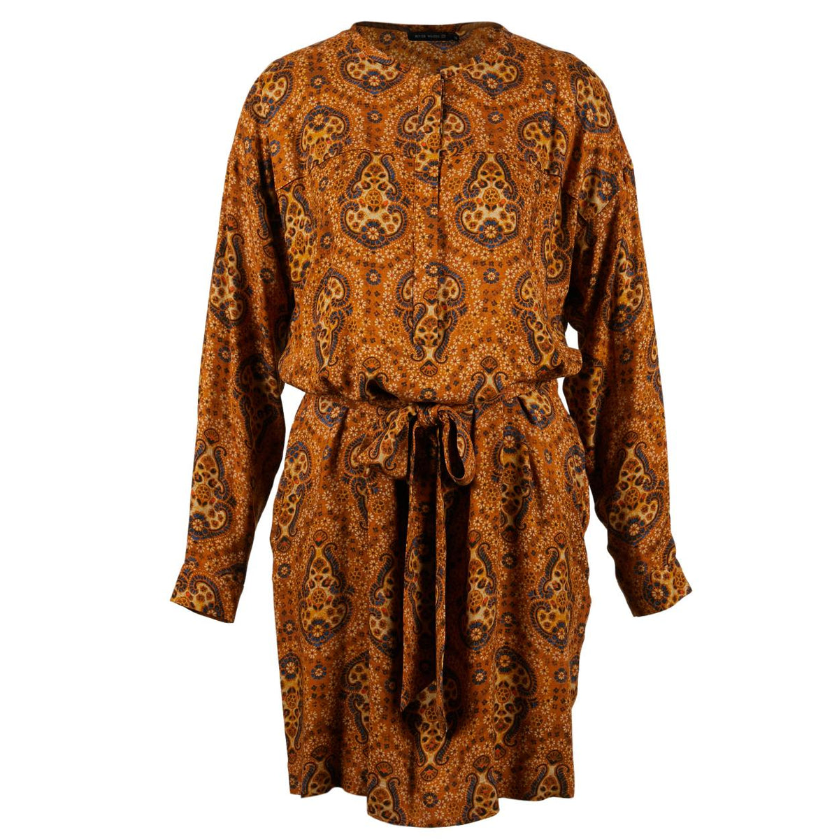 Long Sleeve Viscose Dress In Brown - Bruin