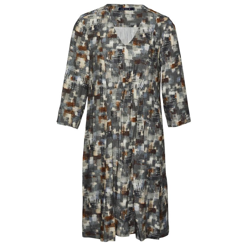 Viscose V-Neck Dress In Grey - Gris