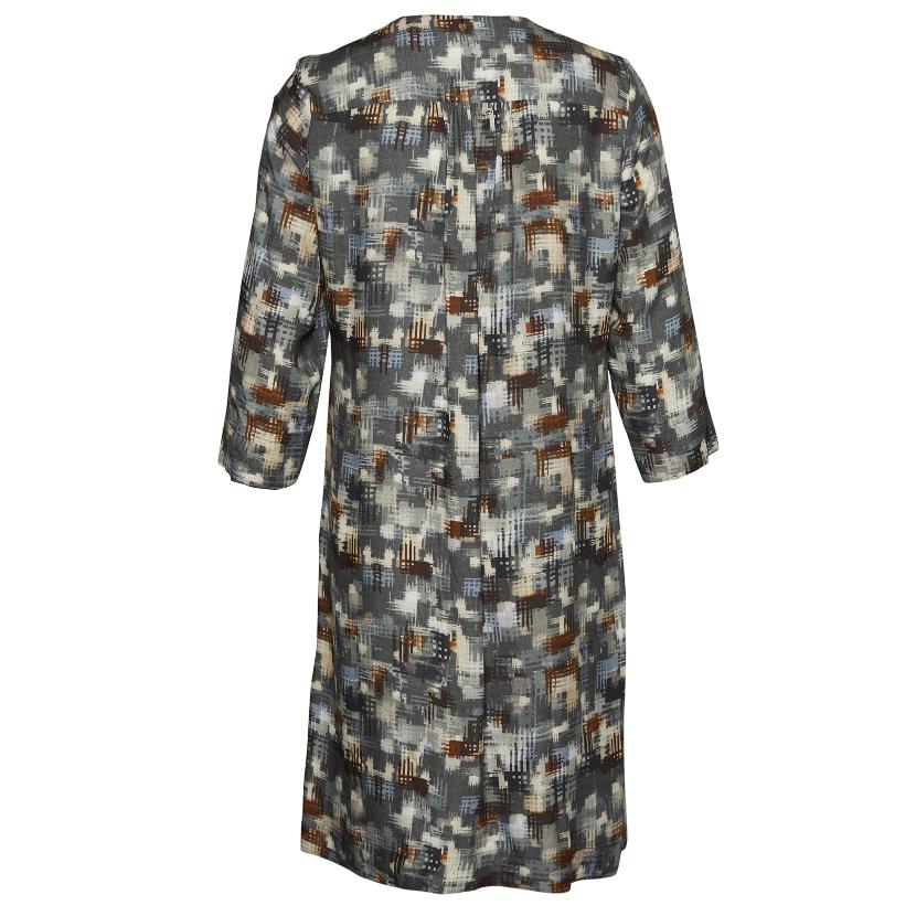 Viscose V-Neck Dress In Grey - Gris