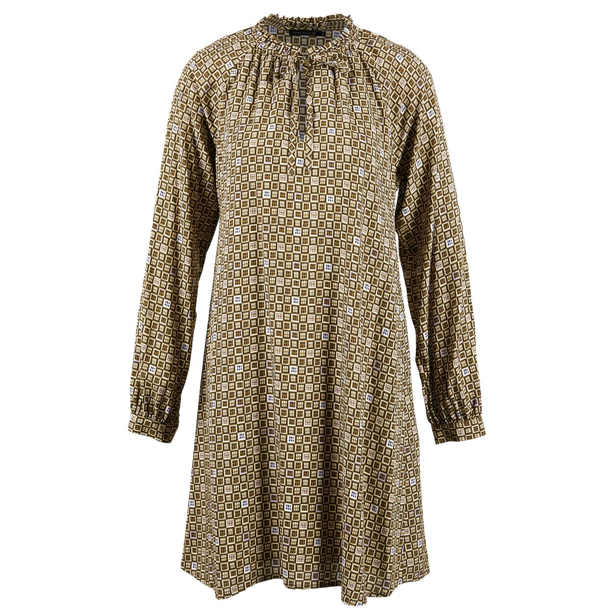 Viscose Dress With Ruffled Collar In Multi - Meervoudig