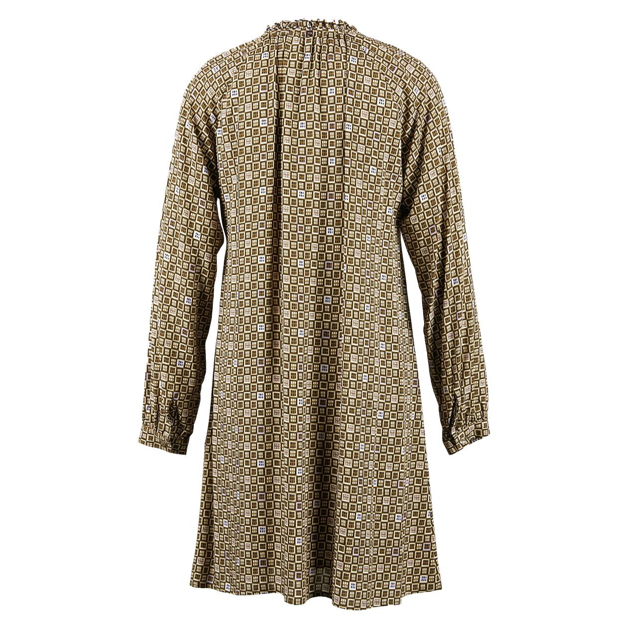 Viscose Dress With Ruffled Collar In Multi - Meervoudig