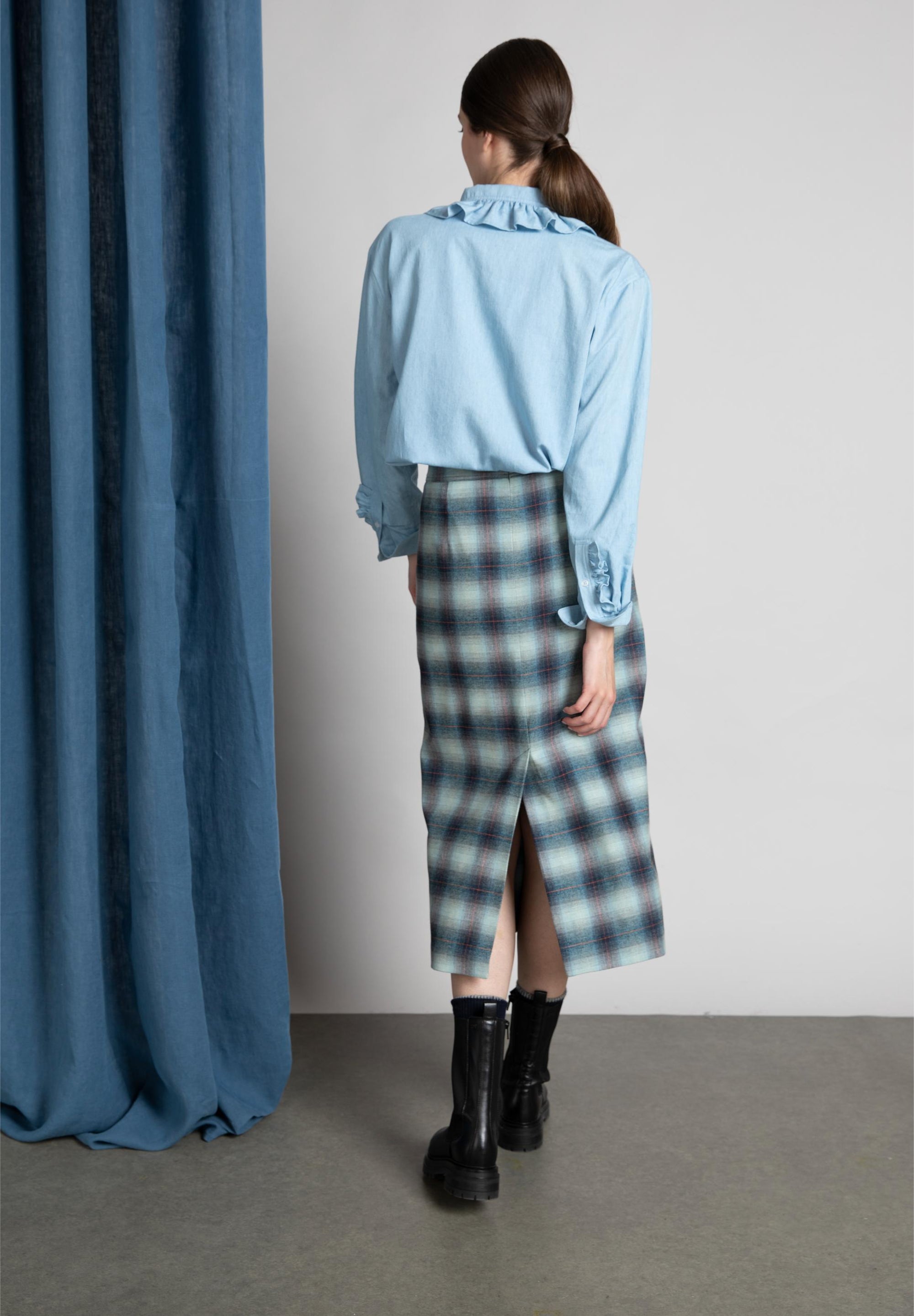 Pencil Skirt In Blue - Multi