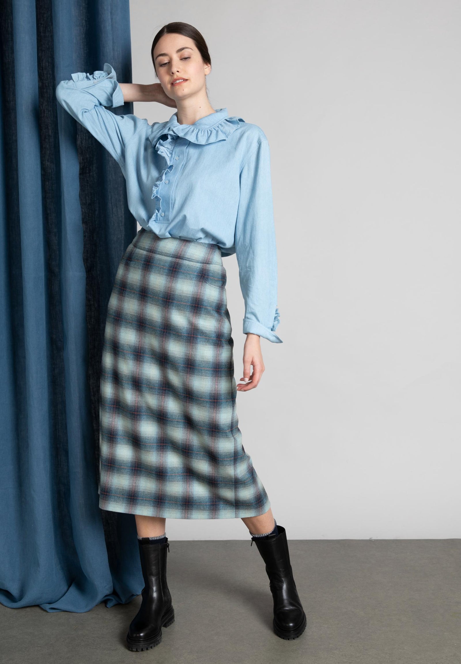 Pencil Skirt In Blue - Meervoudig