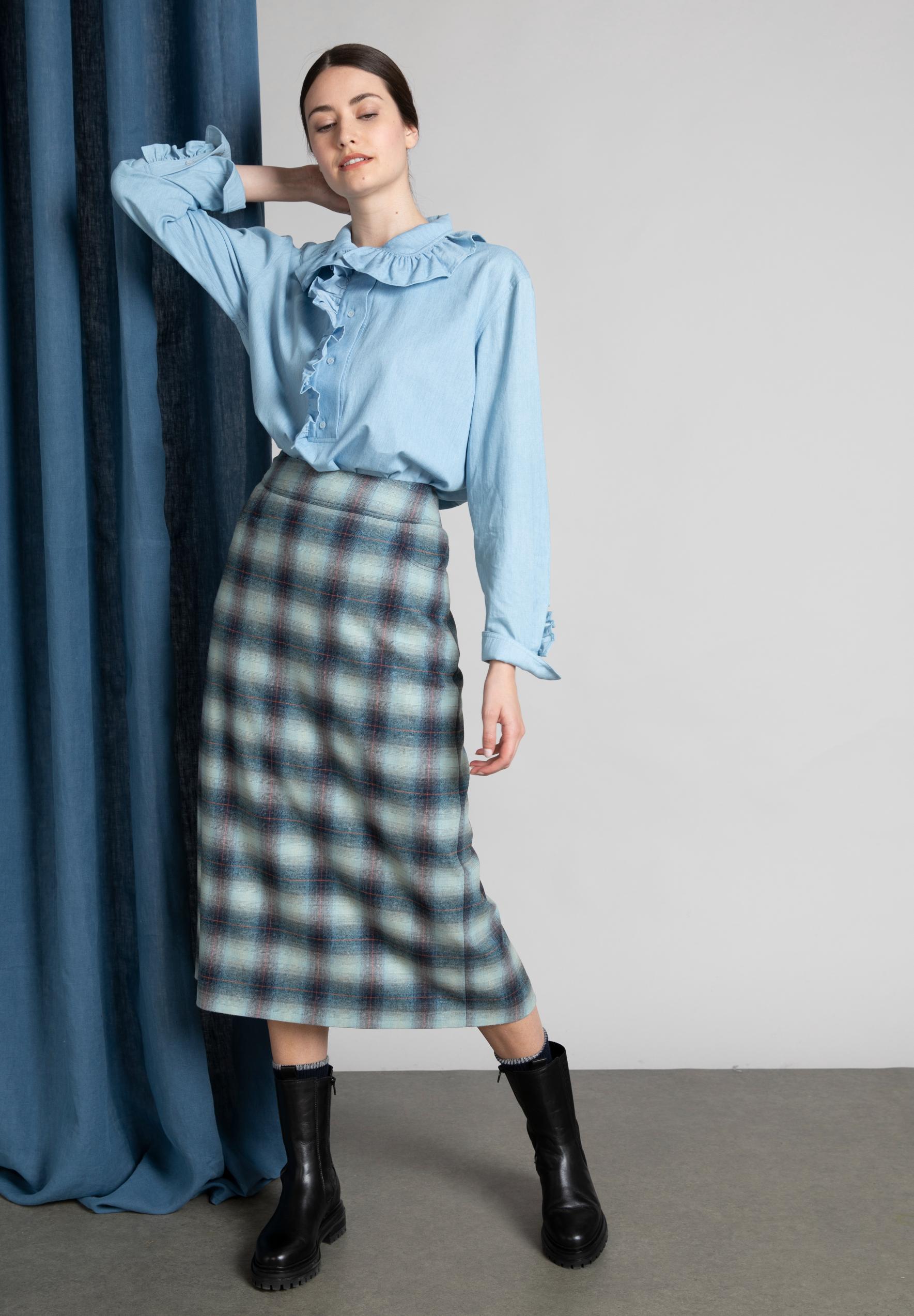 Pencil Skirt In Blue - Multi