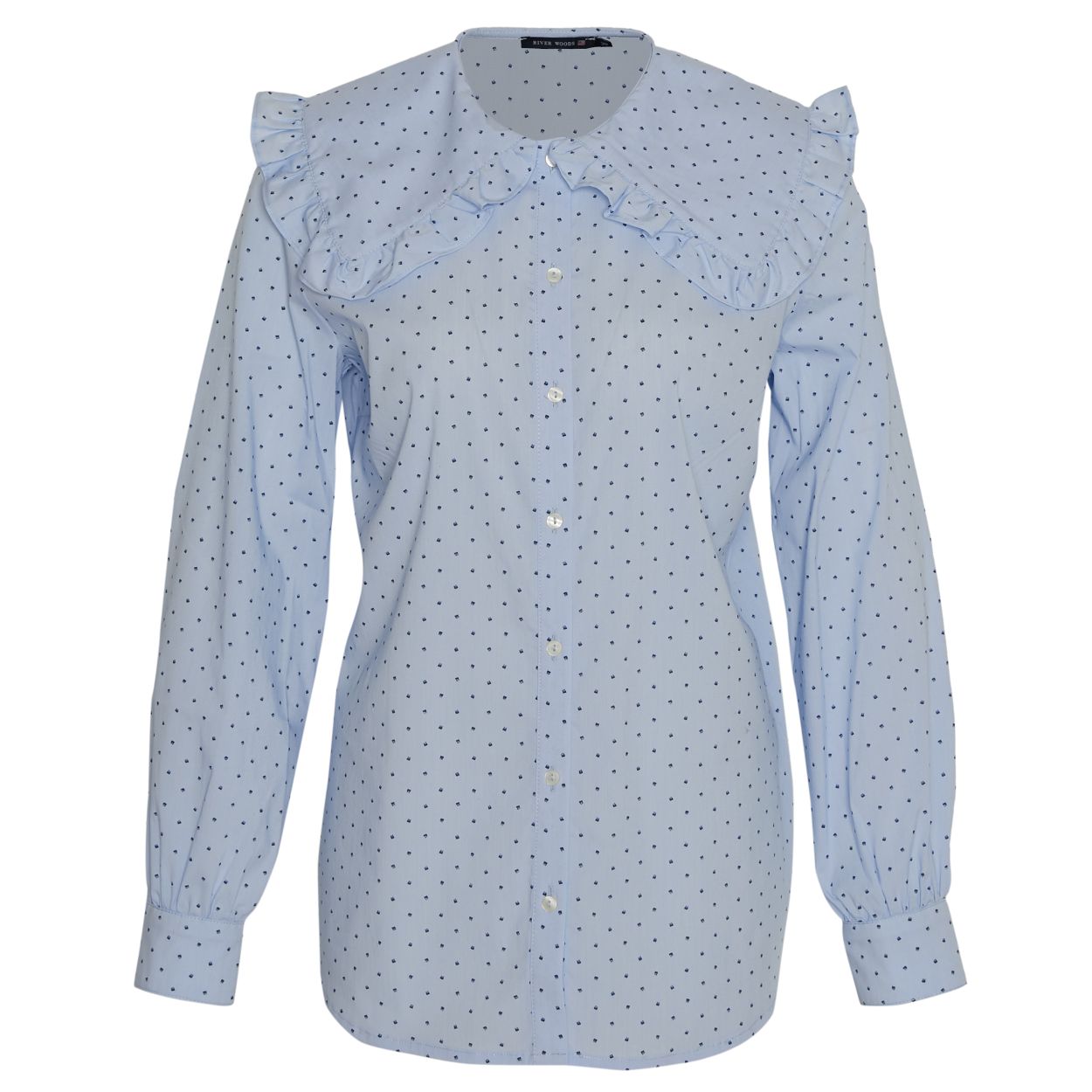 Vrouw Overhemd Met Grote Kraag In Het Blauw - W