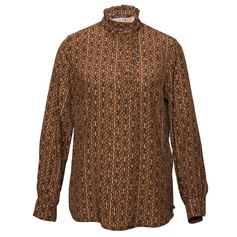 Slipover Shirt With Ruffles In Brown - Bruin