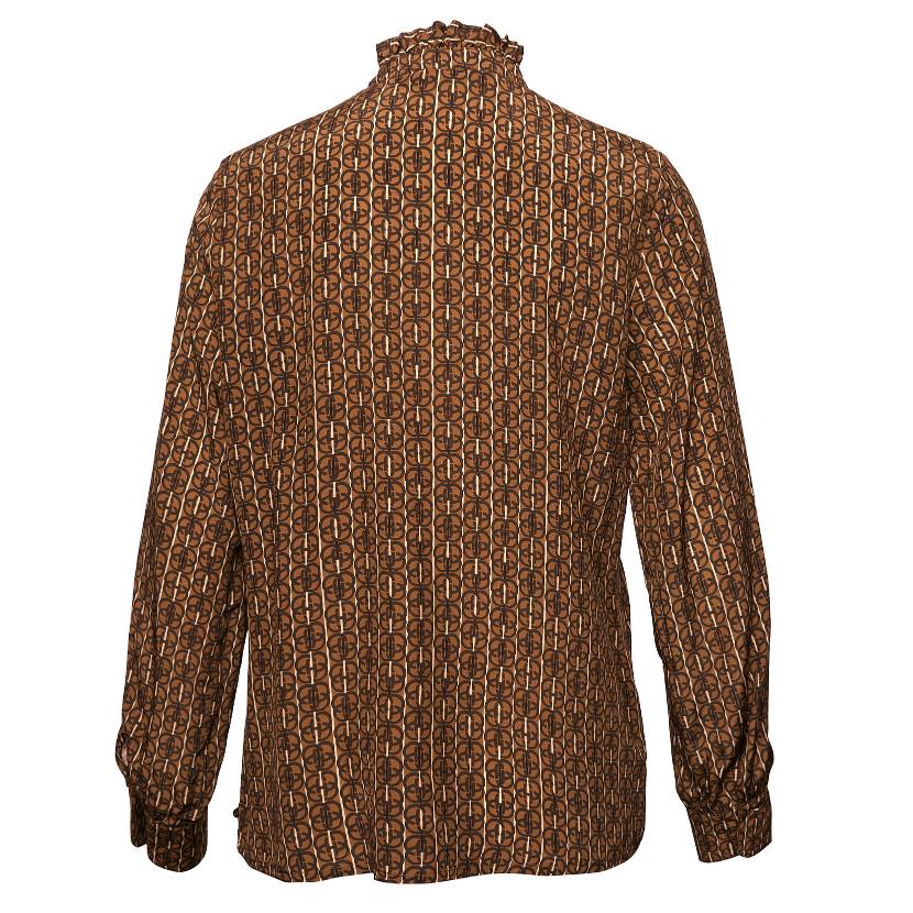 Slipover Shirt With Ruffles In Brown - Bruin