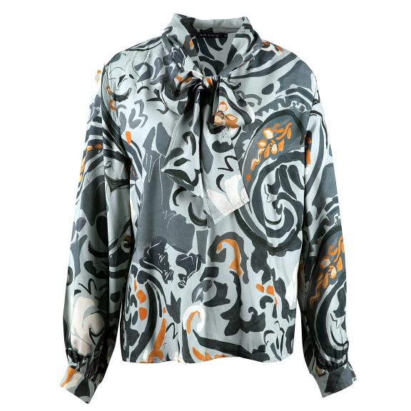 Slipover Shirt With Removable Scarf In Blue - Blauw