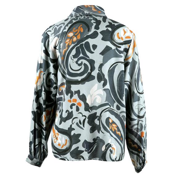 Slipover Shirt With Removable Scarf In Blue - Blauw