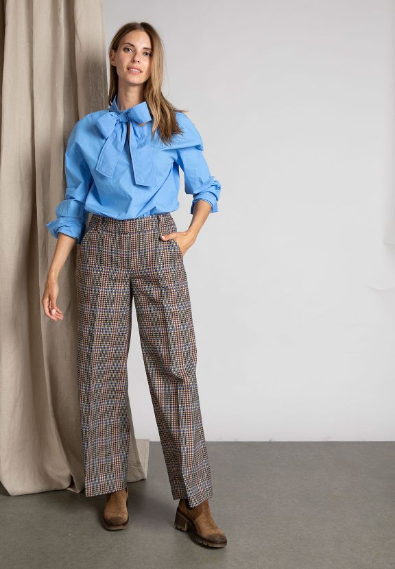 Vrouw Oversized Shirt Met Sjaalkraag In Het Blauw - W