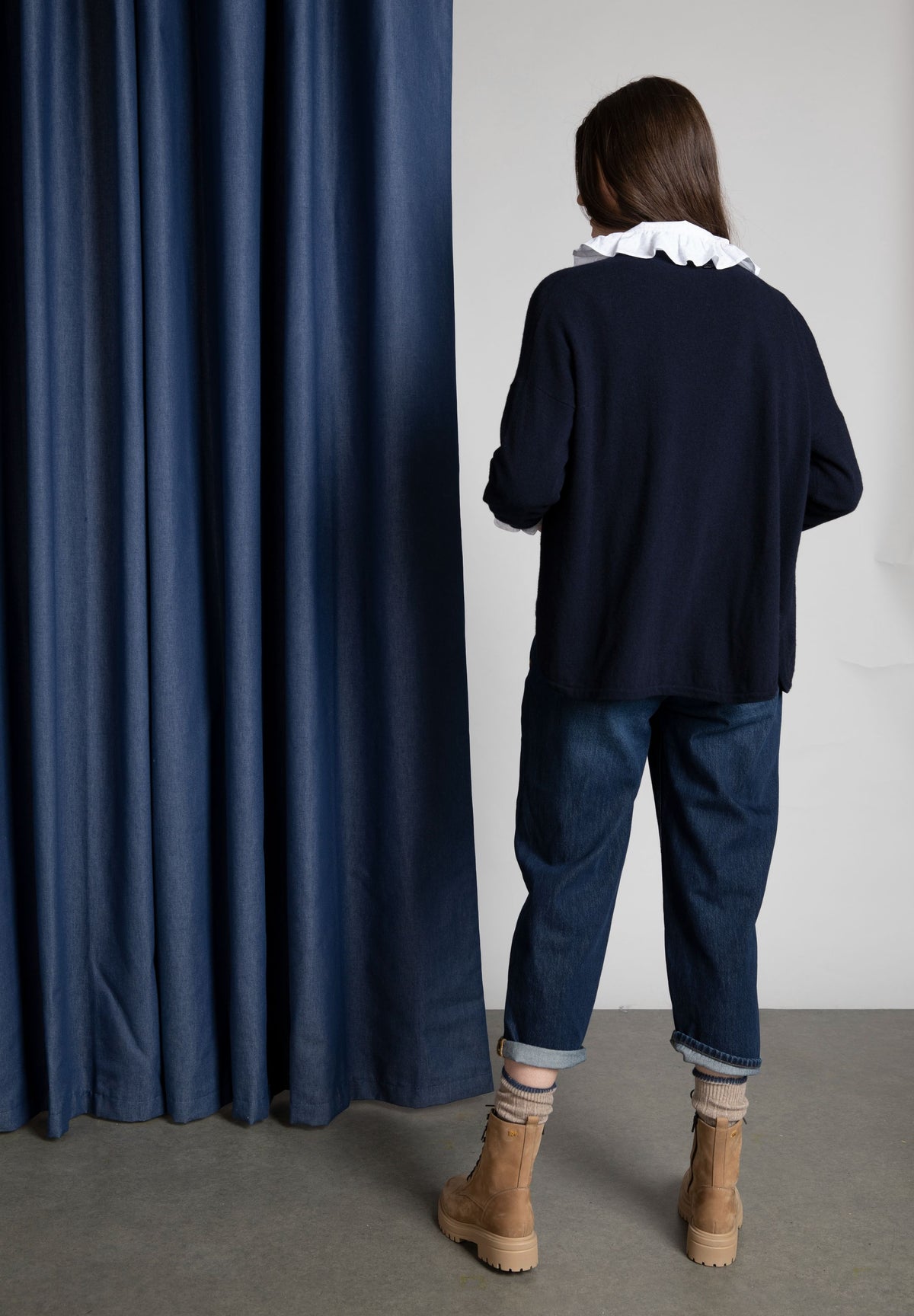 Vrouw Losse V-hals Cardigan In Het Blauw - W