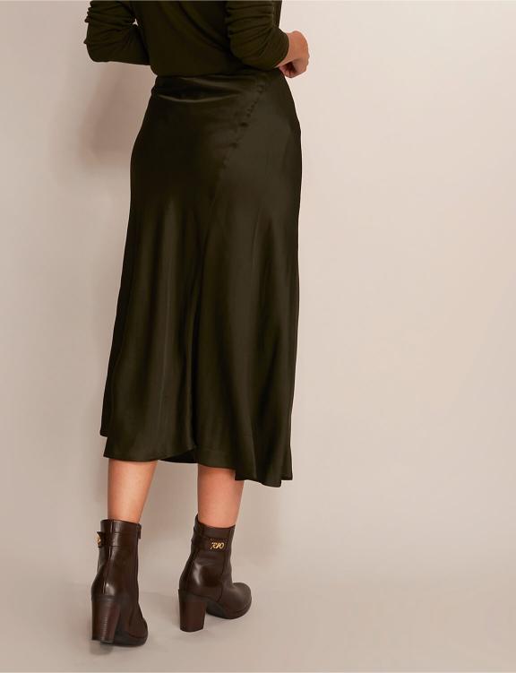 Satin Midi Skirt In Green - Vert