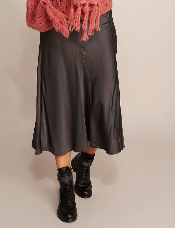 Satin Midi Skirt In Grey - Gris
